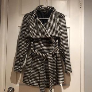 Love Stitch Black and White Coat With Belt
